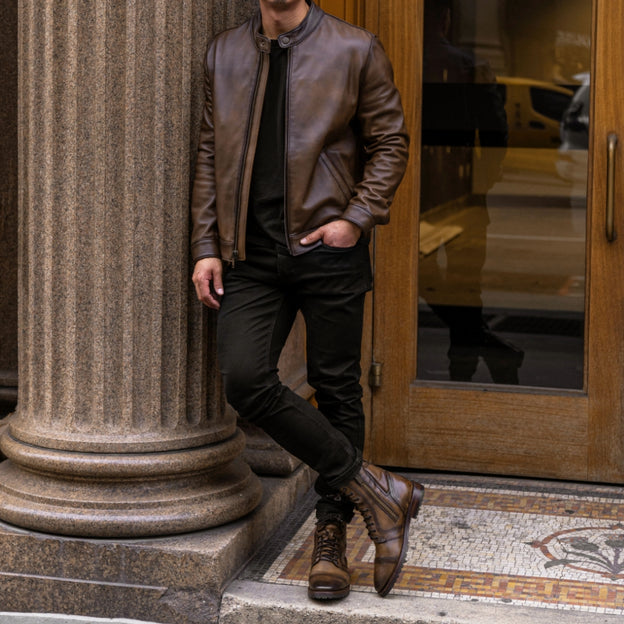Coffee Chocolate Italian cow leather jacket