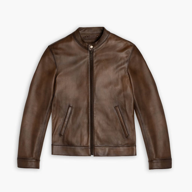 Coffee Chocolate Italian cow leather jacket