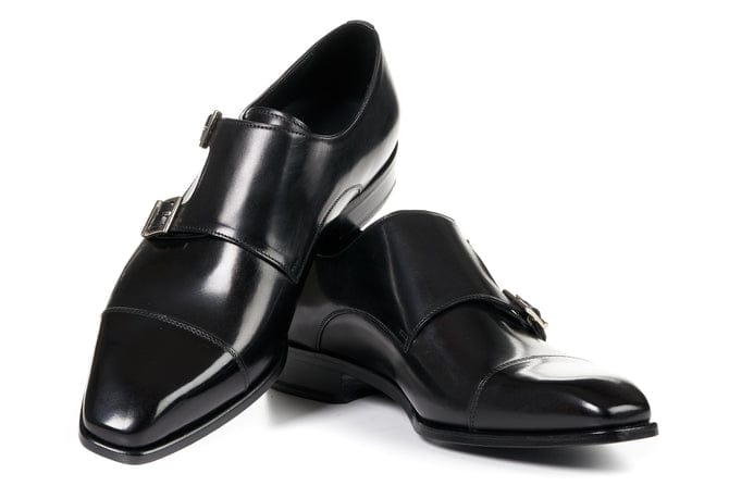 Italian King Black Double Monk Strap