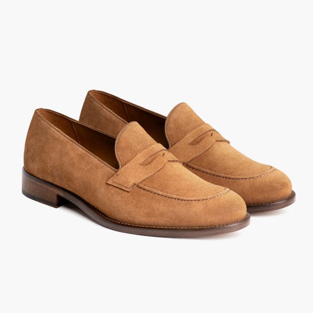 Whiskey suede cow Italian leather loafers