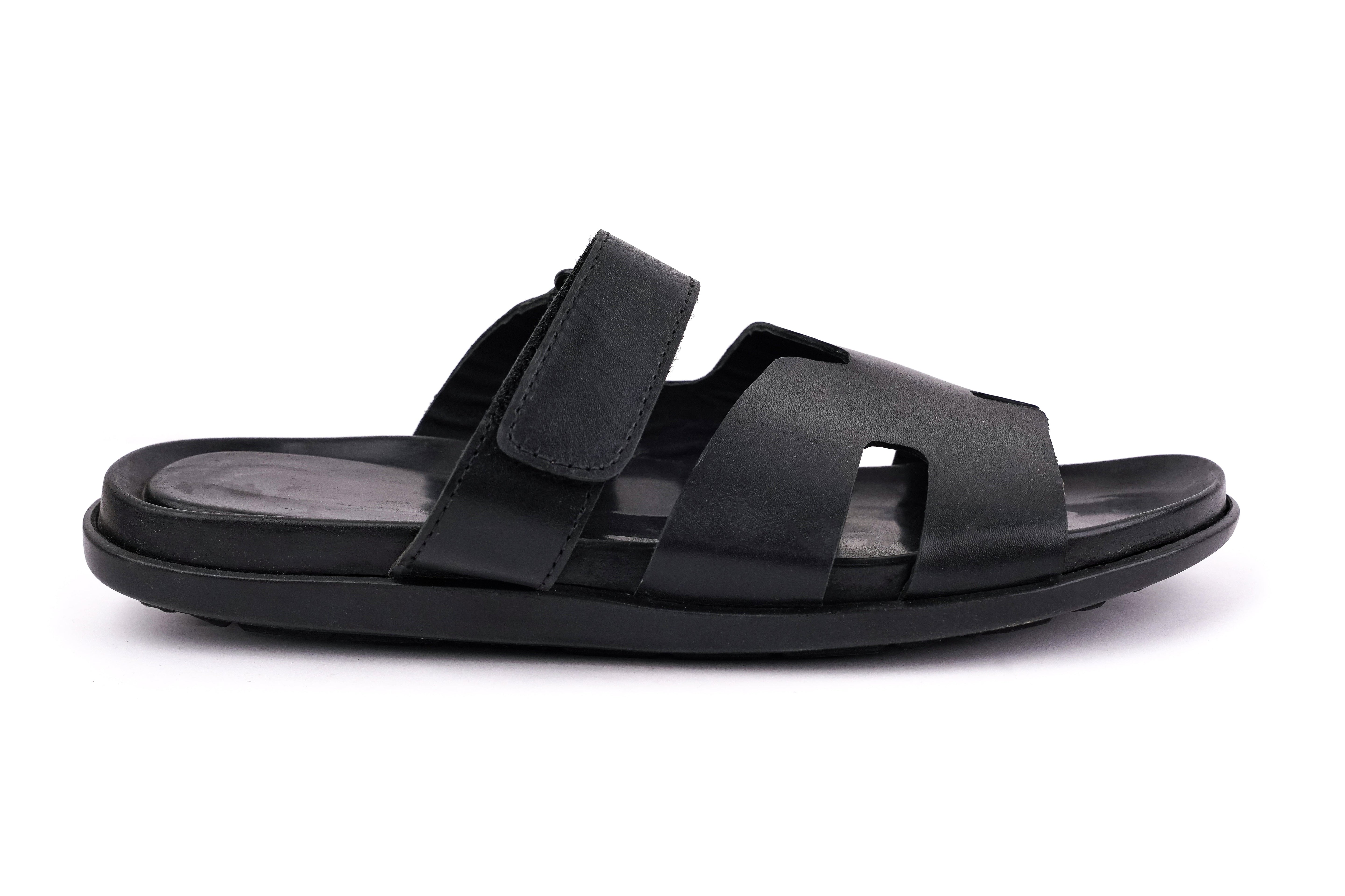 DAÇE H-Style Black Italian King Sandals Pure Italian cow leather