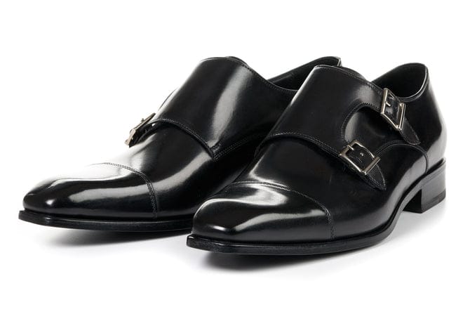 Italian King Black Double Monk Strap