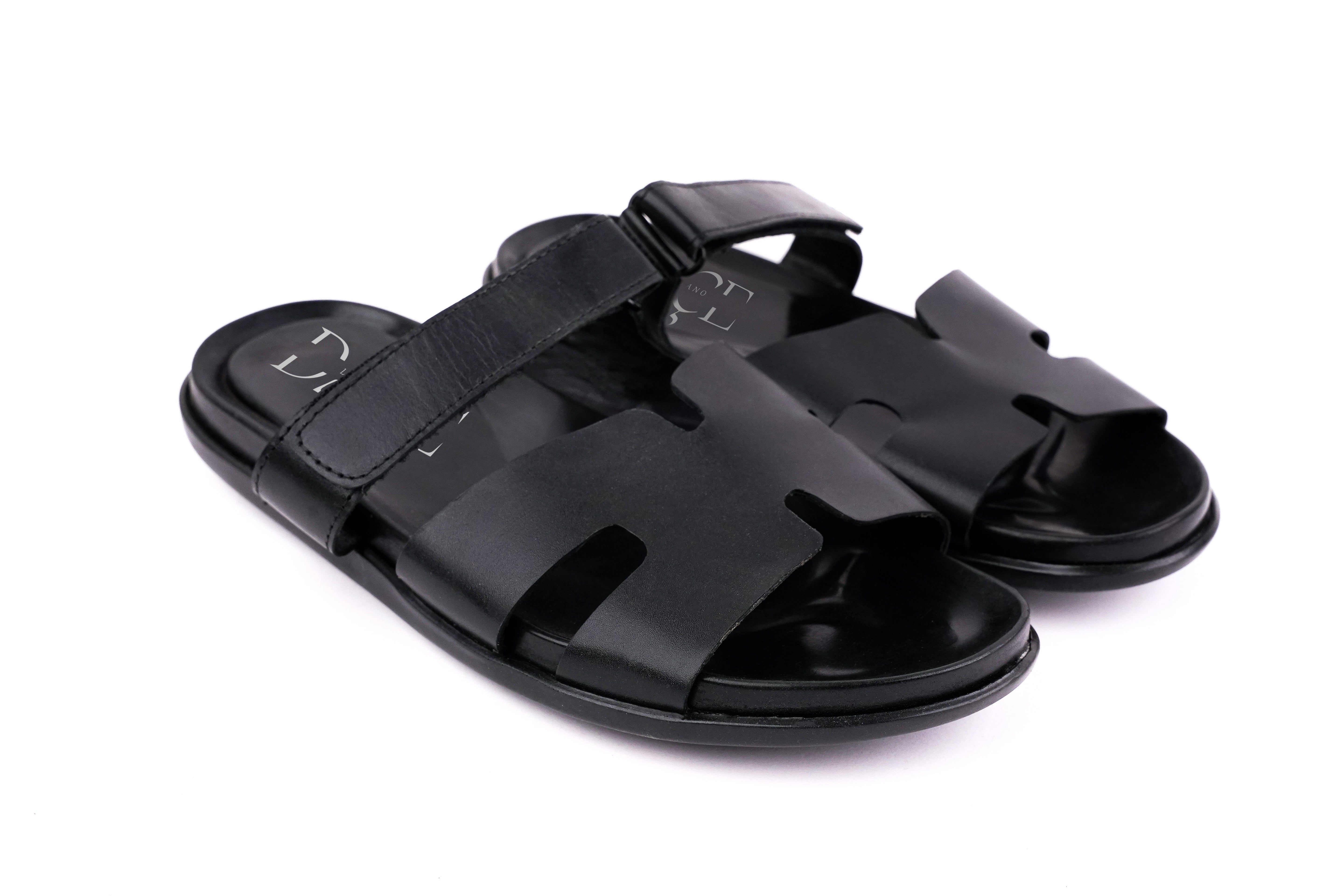 DAÇE H-Style Black Italian King Sandals Pure Italian cow leather