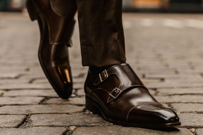 Italian King Double Monk Strap Dark Chocolate Version Italian cow leather