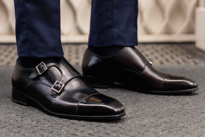 Italian King Black Double Monk Strap