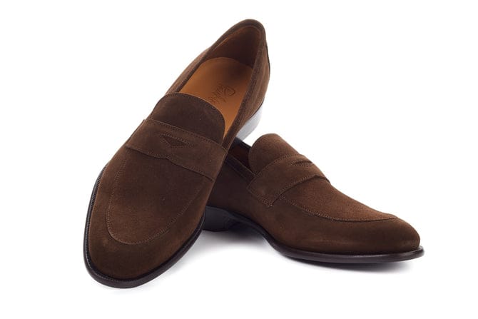 Manim Brown Loafers Italian Cow Suede Leather