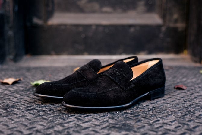 Manim Black Loafers Original Italian cow suede leather