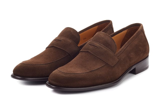 Manim Brown Loafers Italian Cow Suede Leather